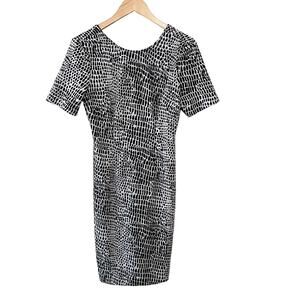Trina Turk Printed Short Sleeve Dress Size 2 Black White